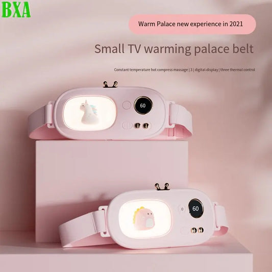 Cute Pet Relieve Period Cramp Pain Heating Warm Palace Belt Heating Uterus Vibrating Massage Waist Relieve Menstrual Present