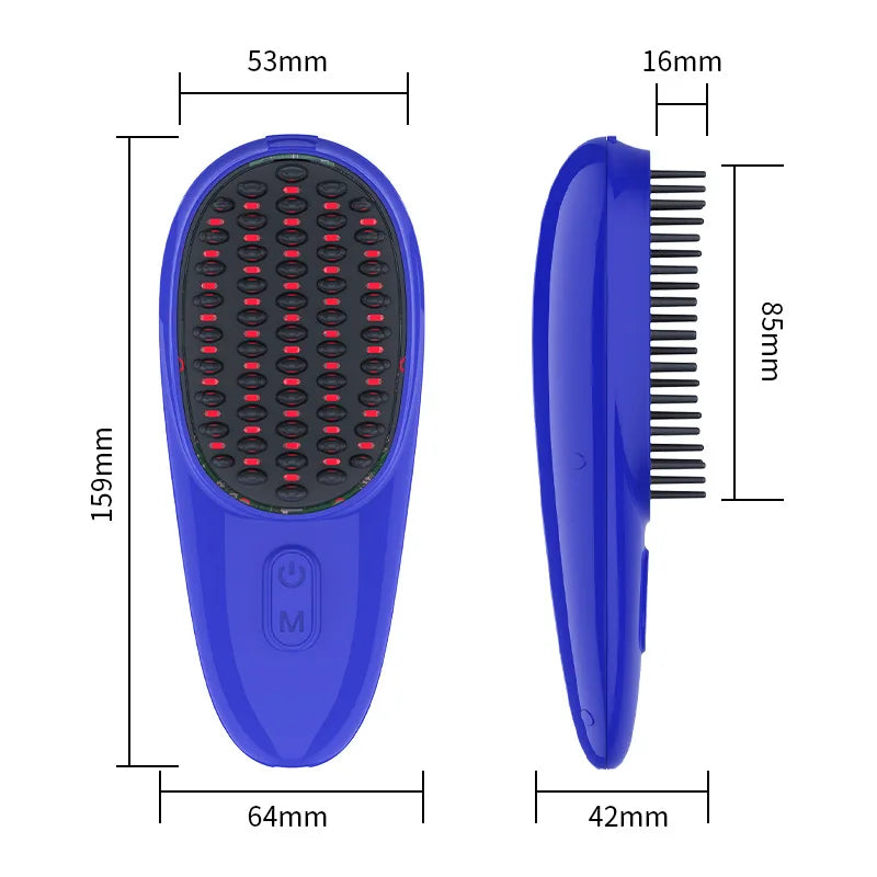 Electric Scalp Massage Comb Red Blue Light Therapy Head Massager Vibration Hair Brush Comb Care Tool for Relax & Stress Relief