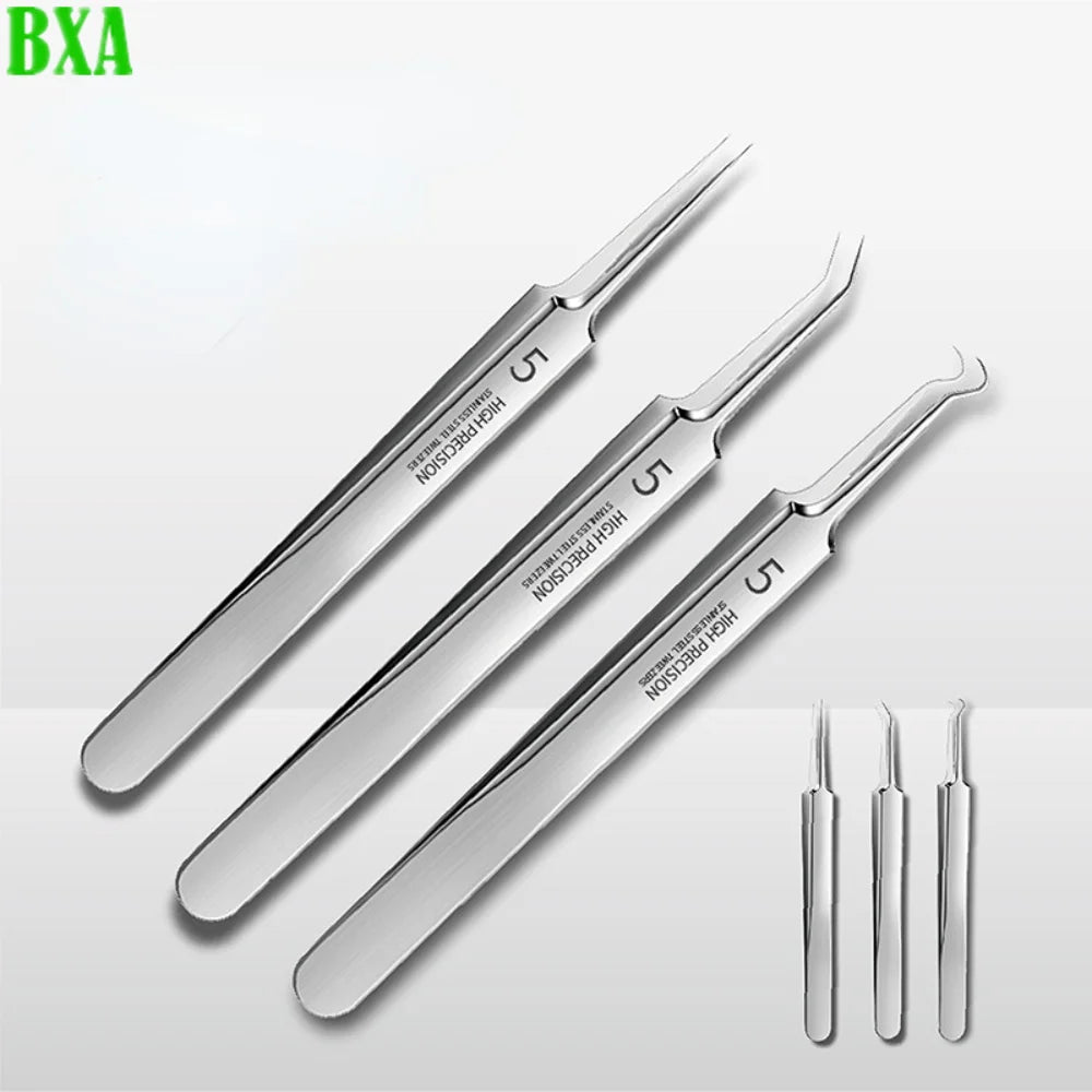 3PCS Beauty Salon Special Facial Pore Cleaning Acne Wart Skin Care German Ultra-fine No. 5 Cell Pimples Blackhead Clip Tweezers