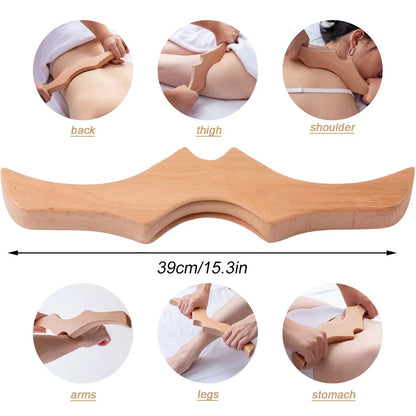 Wooden Gua Sha Scraping Board Wood Lymphatic Drainage Massager Body Sculpting Tools for Anti-Cellulite & Muscle Massage Release