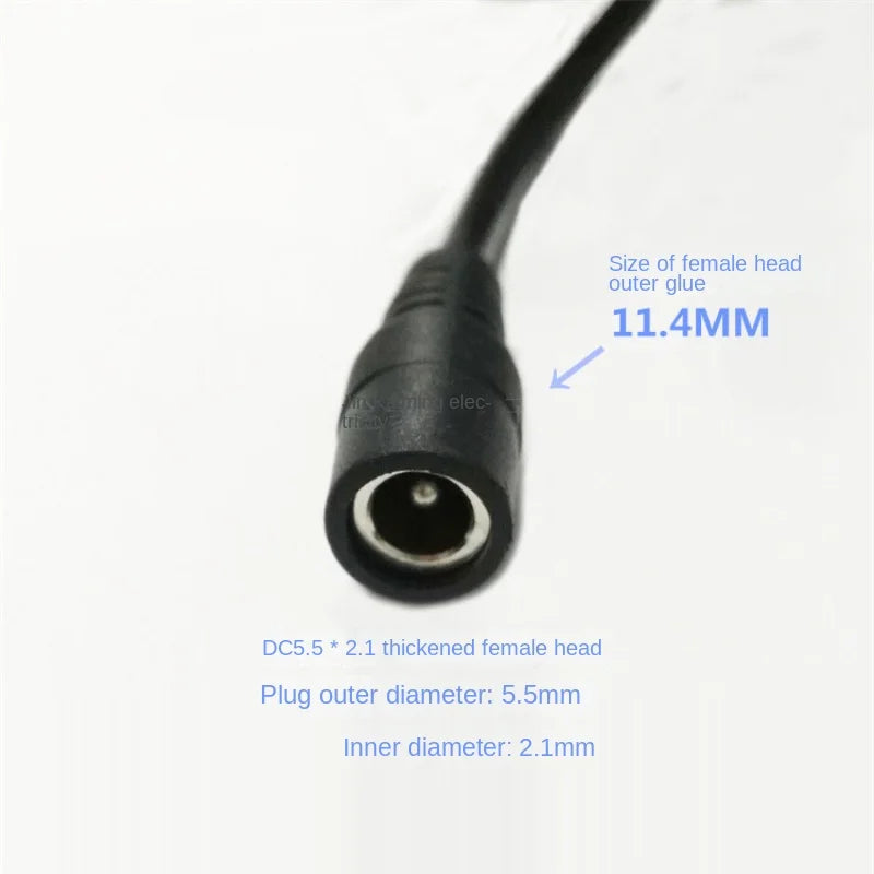 12V All-Copper Thickened Power Extension Cable with DC5.5*2.1 Female To Female Connectors, for Monitoring, LED Lights, and Route