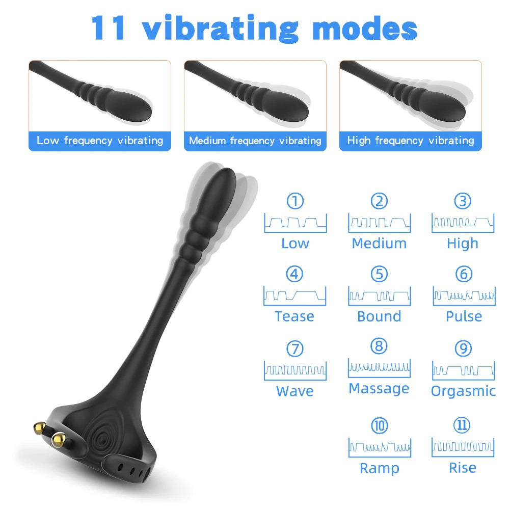 Anal Butt Plug Sperm Locking Penis Ring Remote Vibrating Masturbator Male Prostate Massager Cock Vibrator Sex Toy for Men Adult