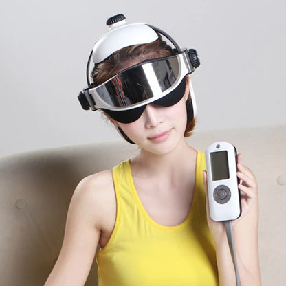 Electric Heating Head Massage Helmet Automatic Air Pressure Vibration Muscle Stimulator Massage Music Eye Massager Health Care