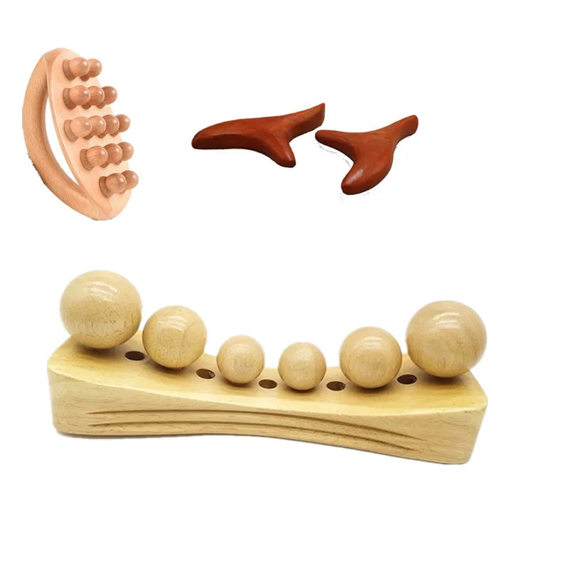 6 in 1 Wood Body Massager Psoas Muscle Hip Release Trigger Point Therapy Massage Tools Physical Therapy for Occipital Cordus