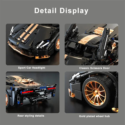 1309PCS Technical MOC 1:14 Black Gold Lamborghnised Building Blocks Sport Car Vehicle Assemble Bricks Toys Gifts for Kids Boy