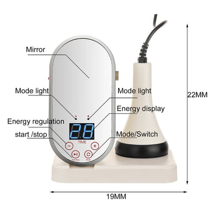 80KHz Ultrasonic Cavitation Weight Loss Machine 2-in-1 Body Massager Fat Reduction Slimming Tool LED Treatment with Mirror