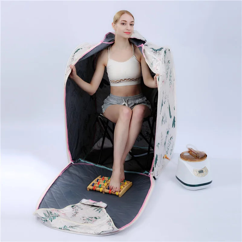 Household Double Sweat Steam Sauna Box Portable Tent with Wet Function 120*75*75 (Box and steamer+gift+medicine cup)