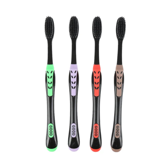 Adult Bamboo Charcoal Toothbrush Oral Care Antibacterial Toothbrush With Black Heads Ultra Fine Soft Tooth Brush 4pcs