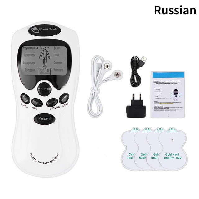 Multilingual 8 Mode Electric EMS Tens Muscle Stimulator EMS Acupuncture Face Body Massager Digital Therapy Herald Massage Tool