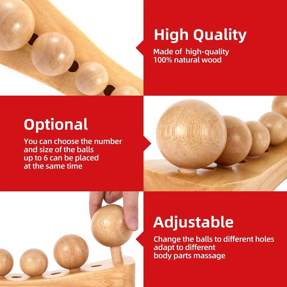 6 in 1 Wood Body Massager Psoas Muscle Hip Release Trigger Point Therapy Massage Tools Physical Therapy for Occipital Cordus