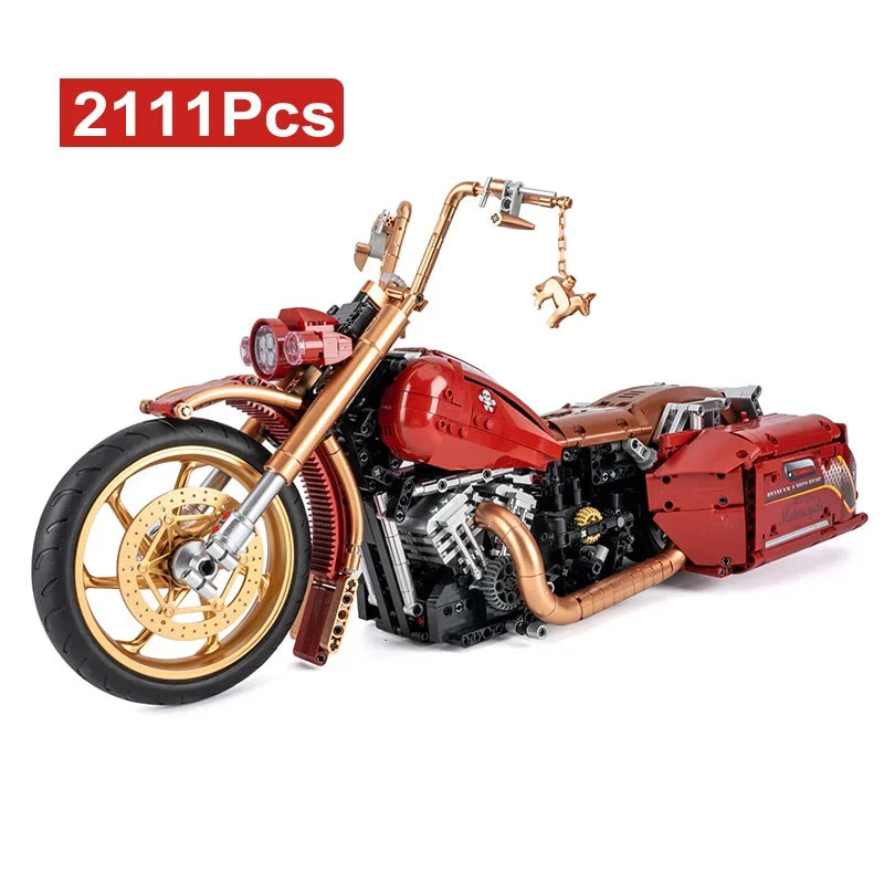 Technical 2111Pcs MOC Motorcycle Retro Racing Car Model Building Blocks City Speed Vehicle Motorbike Bricks Toys Adult Gifts