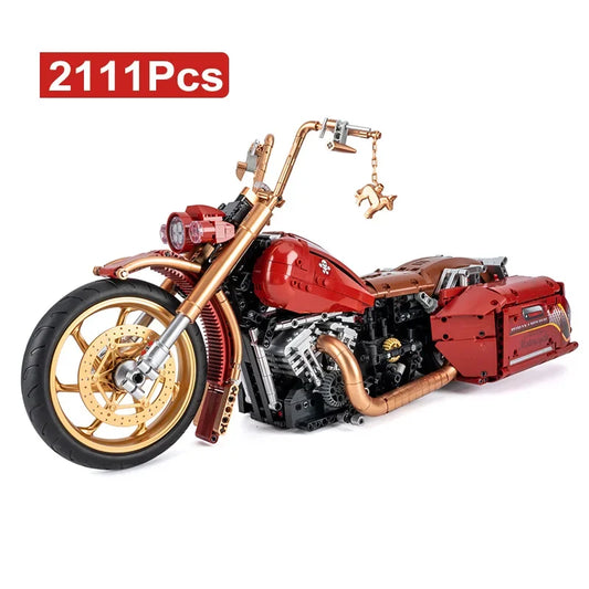 Technical 2111Pcs MOC Motorcycle Retro Racing Car Model Building Blocks City Speed Vehicle Motorbike Bricks Toys Adult Gifts