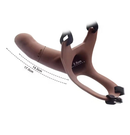 Soft Silicone wearable Hollow Penis Extender Strap On Dildo for Men Simulates Penis Extension Dildo w/ Harness Belt No Vibration