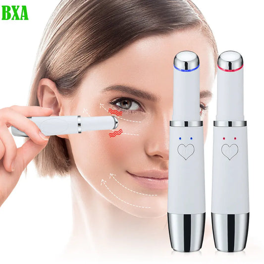 Mini Ultrasonic Eye Massager Pen Electric LED Photon Therapy Vibration Heated Anti-aging Wrinkle Removal Dark Circle Puffiness