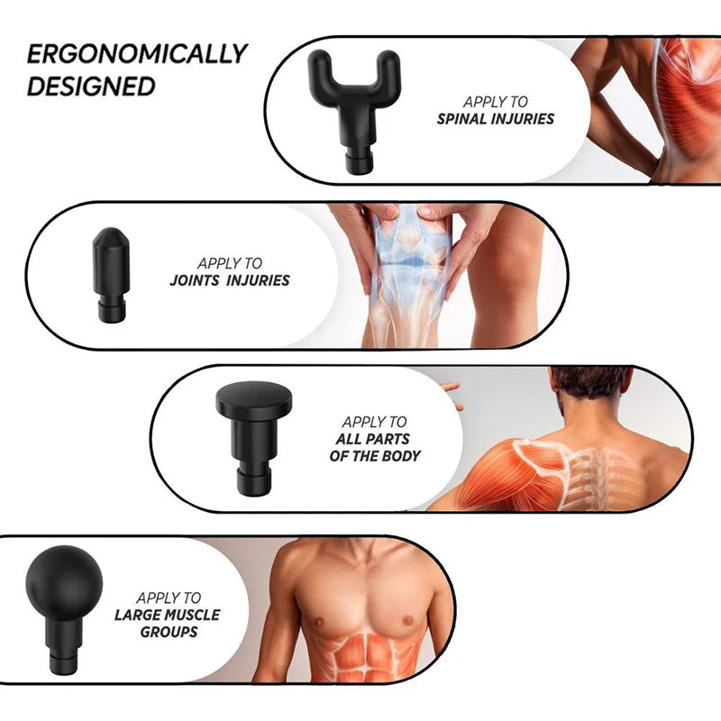 3 Mode Massage Gun with 4 Head  Athlete Vibrating Deep Tissue Strike Adjustable Quiet Portable Electric Sport Massager