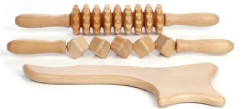 7 in 1 Therapy Massage Tools Maderoterapia Kit Home Wood Massager Roller Wood Gua Sha Roller Manual Wooden Massager