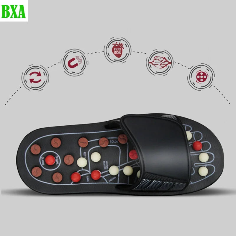 BXA 1 Pair Feet Massage Slippers Cobblestone Foot Reflexology Acupuncture Therapy Massager Walk Stone Shoes Massager