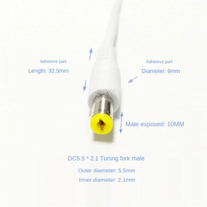 Thick Copper Power Extension Cable - 12V - White - DC 5.5*2.1mm Male To Female - for Monitor LED Lights - 5m