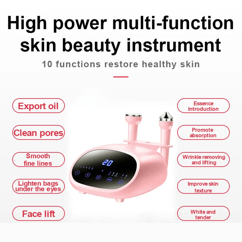 MultiFunctional Ultrasonic Facial Tightening Beauty Apparatus High Frequency Face Clean Pore and Blackhead Removal Anti-wrinkle