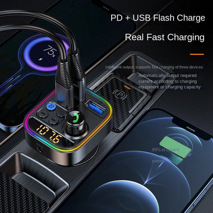 T18 Car MP3 Player PD30W Super Fast Charging V5.3 Bluetooth Hands-free FM Transmitter Car MP3, 128 Characters.