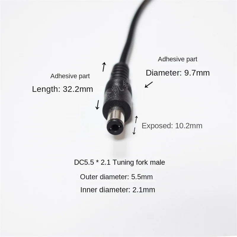 1.5M 24AWG Spring Wire, Pure Copper, 12V2A Car Charger Cigarette Lighter Male To DC5.5*2.1mm Fork Connector Power Cable