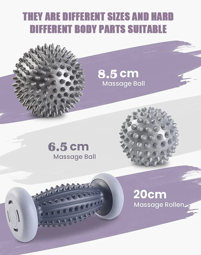 4pcs Foot Massage Roller Balls Spiky Yoga Fitness Ball Tissue Trigger Point Muscle Roller for Foot Back Leg Hand  Muscle Relax