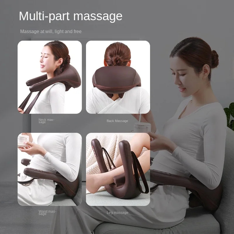 U Shape Pillow Electric 6D Neck Massager Shoulder Rechargeable Infrared Heated Kneading Home Massage Shawl Parants Gift