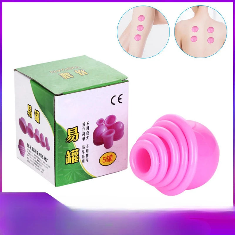 NEW 5Size In 1 Silicone Massage Tank Suction Tank Vacuum Tank Bank Instrument Plastic Degree Discharge Body Release Pain