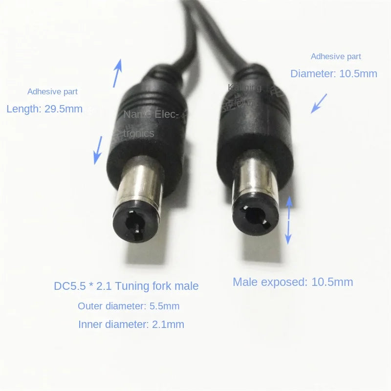 12V Surveillance Power Cable - DC5.5*2.1mm Female To Dual Male - Pure Copper - One-to-Two DC Splitter Cable