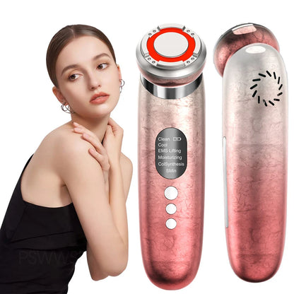 Facial Cleaner Anti Wrinkle Lifting Skin Rejuvenation Device EMS Hot Cold Vibration Face Massager Red Blue Photon Acne Remover