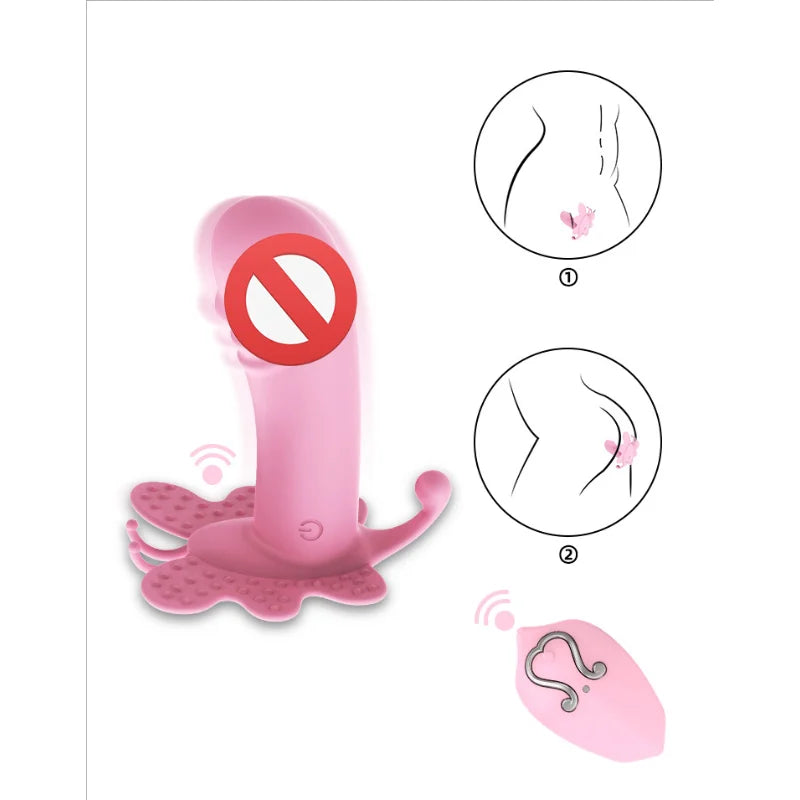 Soft Silicone Wireless Remote Control Butterfly Wears a Vibrator G-Spot Nipple Clitoral Masturbator Sex Toy for Women