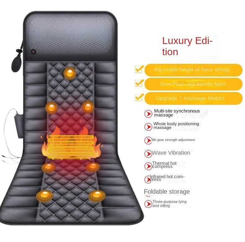 Electric Full Body Massage Cushion with Car Charging Cigarette Lighter plug Lumbar Neck Muscle Relax Heating Vibration Massager