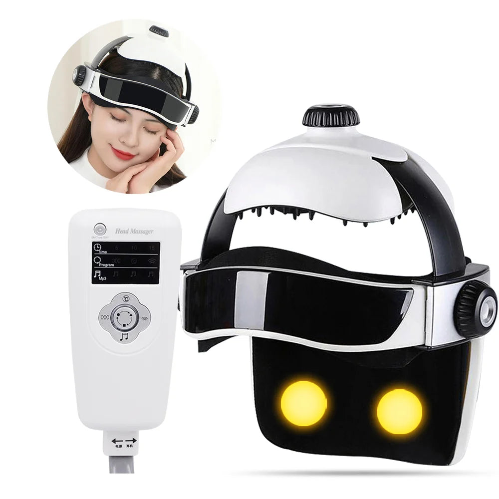 Electric Pneumatic Head Massager Wireless Infrared Heating Helmet Pressure Acupuncture Vibrator Relax Massage Health Care