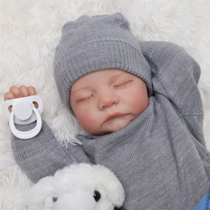 46cm Full Body Silicone 18inch Realistic Reborn Baby Doll Lifelike Newborn Baby Boy Girl Doll Flexible 3D Skin Tone