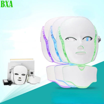 White Facial Beauty Mask 7 Colors Led Korean Photon Therapy Face Mask Machine Light Therapy Acne Mask Neck Beauty Led Mask