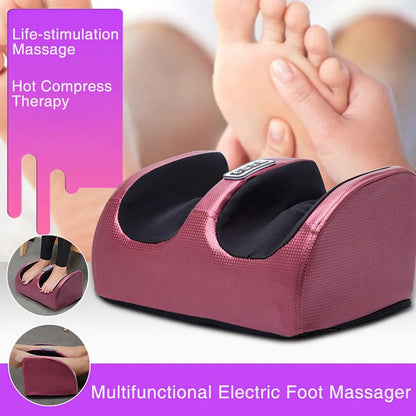 Electric Foot Massager Acupressure Kneading Rolling Vibration Tool Heating Therapy Calf Reflex Muscle Relaxation Massager