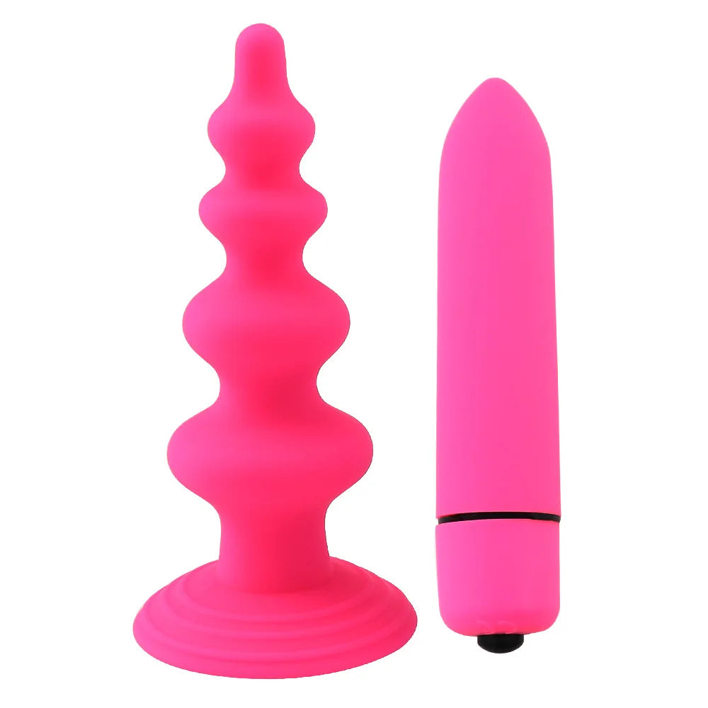 1PCS Soft 100% Silicone 4-Beads 10-Speed Vibrating Anal Plug Anal Beads Masturbator Vibrator Sex Toys for Couple Men/Women