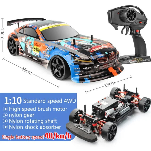 4WD 1:10 Shock Proof High-speed Vehicle 40km Drift Competition Racing Cross-country Boy Children's Remote Control Car Toy