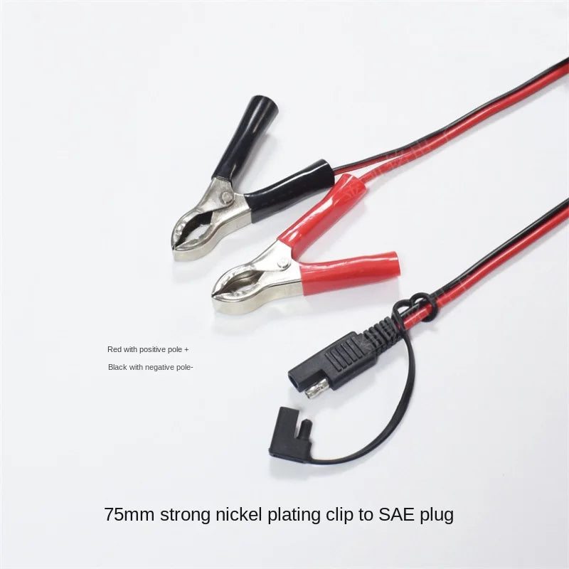 14AWG Solar Power Cable, 12V24V Battery Clamp with 75mm Crocodile Clips To SAE Plug Connection Wire, 1m