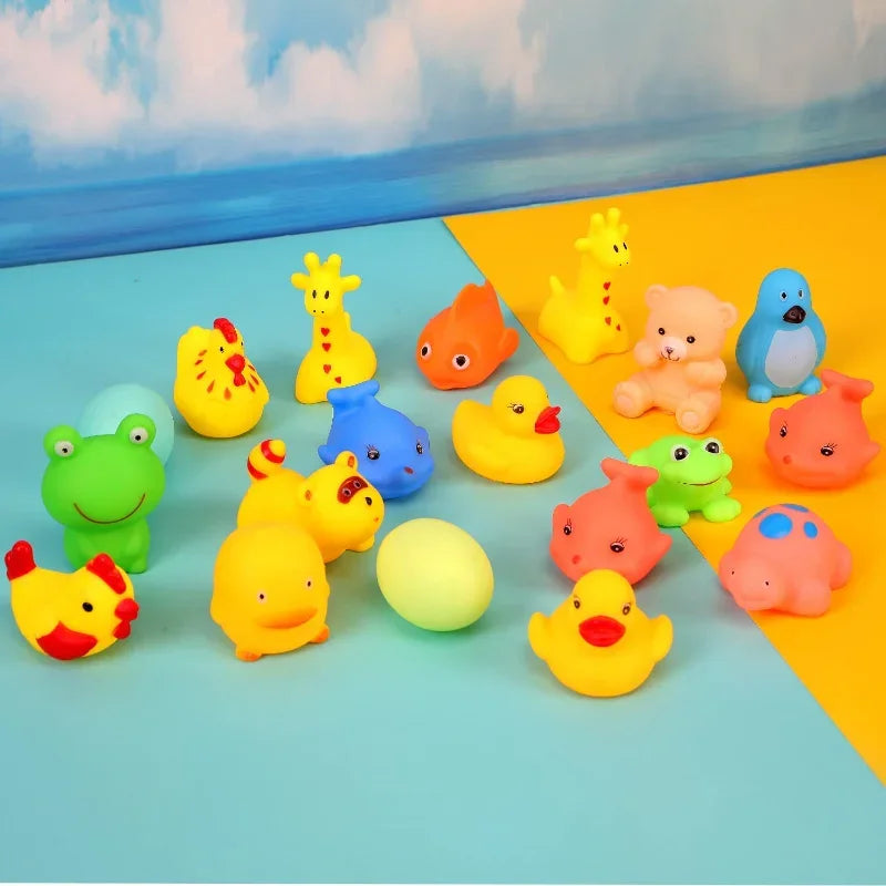 10Pcs/set Baby Cute Animals Bath Toy Water Playing Toys Soft Rubber  Squeeze Sound Kids Bath Play Pools Water Fun Toys Gifts