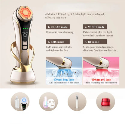 New Facial Massager Radio Mesotherapy EMS Microcurrent LED Photon Therapy Eye Face Lifting Anti Wrinkle Skin Care Beauty