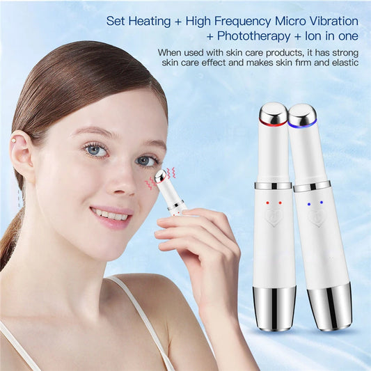 NEW Ionic Eye Massage Stick 42 Heating Eliminates Eye Bags Puffiness Dark Circles Facial Skin Care Anti-wrinkle Rechargeable