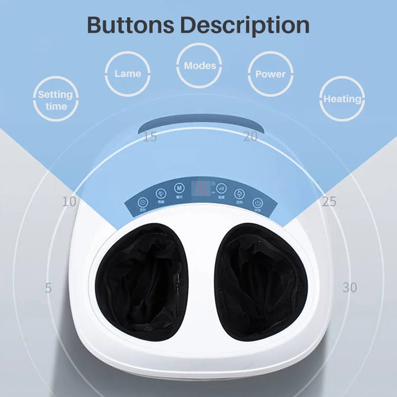 New 220V Electric Antistress 3D Shiatsu Kneading Air Pressure Foot Massager Infrared Foot Care Machine Heating Deep Relax