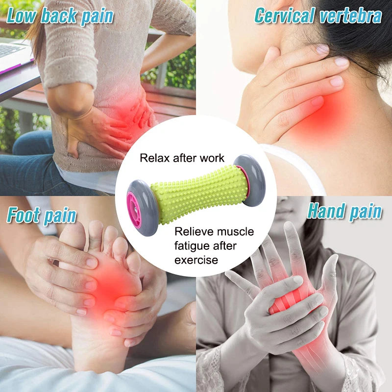 Foot Roller Massage Relives Plantar Fasciitis and Heel Arch Pain Reflex Massage Back Leg Hand Muscles Relax Heat