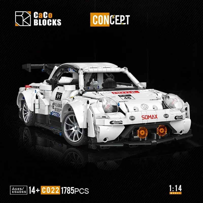 1785PCS Technical MOC White Beetle Car 10252 Building Blocks Assemble Bricks Toys Classic Vehicle with Motor Gifts For Kids Boy