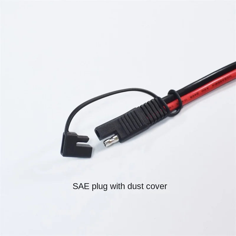 10AWG Pure Copper 5.3mm² Assembled Power Cable with Screw Hole Dust Cover, SAE Socket To Enclosure Cable, 60cm