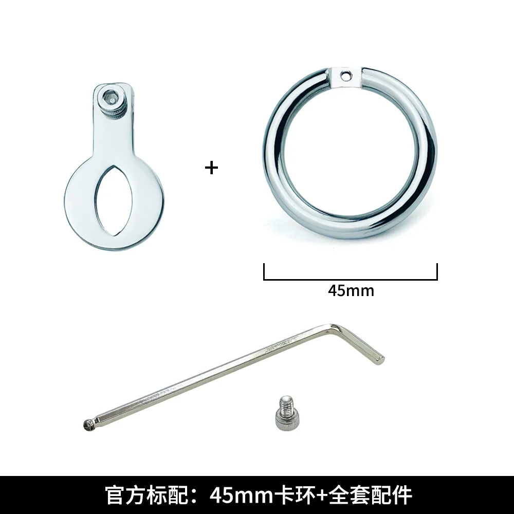 40/45/50mm Stainless Steel Bottle Cap Chastity Lock, Cage-free Flat Pot Lid, Open Type Penis Round Ring Chastity Lock for Men