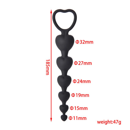 1PCS 100% Silicone Multicolor Heart 6-Balls Anal Plug Anal Beads Butt Plug Dildos Masturbator for Men /Women