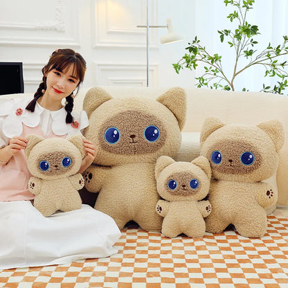 40cm Siamese Cat Doll Blue-eyed Cat Plush Toy Kitten Doll Kids Throw Pillow Soft Stuffed Cushion Rag Doll Girl Birthday Gift