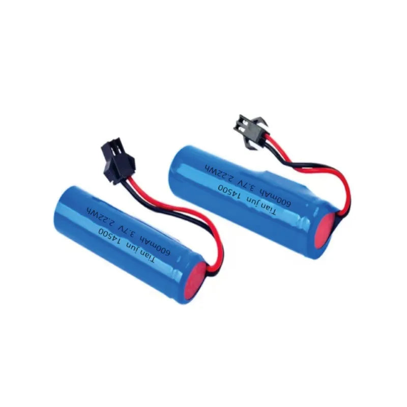 2pcs 3.7V 500mAh/600mAh/800mAH 14500 SM Plug lipo battery For JJRC C2 D828 RC Car Parts RC Stunt Dump Battery Toys Accessorie